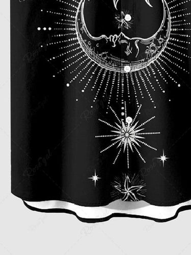 Gothic Plus Size Sun Moon Star Octopus Print Button Pocket Shirt For Men
