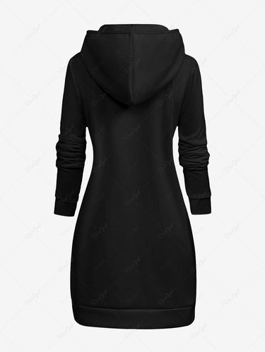 Gothic Plus Size Skull Skeleton Rose Flower Book Print Pullover Long Sleeves Hoodie