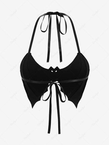 Gothic PU Leather Bat Halter Tank Top