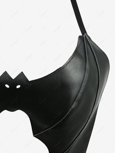 Gothic PU Leather Bat Halter Tank Top