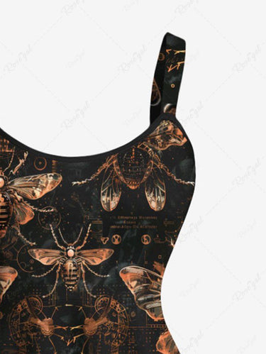 Gothic Plus Size Insects Print A Line Dress