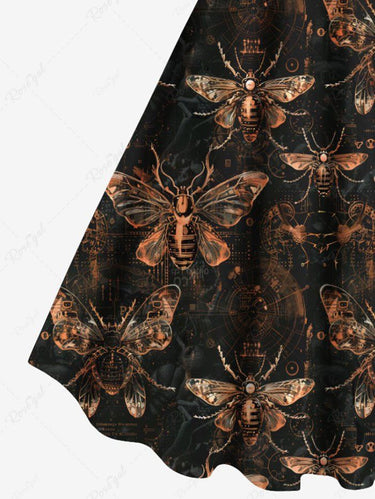 Gothic Plus Size Insects Print A Line Dress
