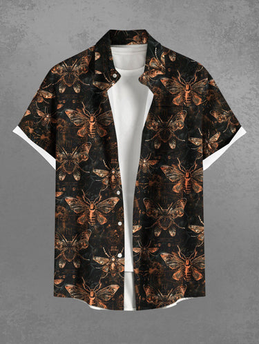 Gothic Plus Size Insects Print Button Pocket Shirt For Men