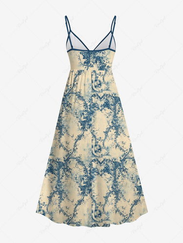 Gothic Plus Size Angel Heart Vine Print Valentines Surplice A Line Cami Dress