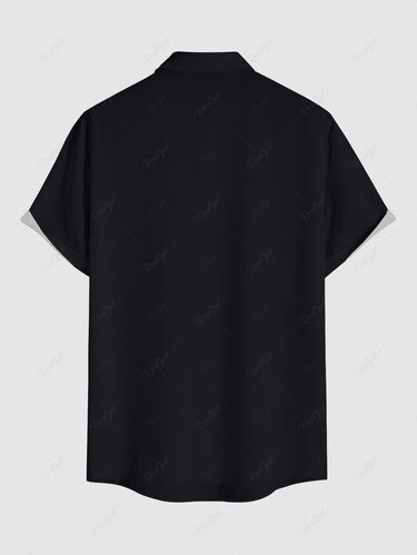 Gothic Plus Size Moon Face Flower Print Button Pocket Shirt For Men