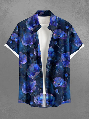 Gothic Plus Size Ombre Flower Butterfly Print Button Pocket Shirt For Men