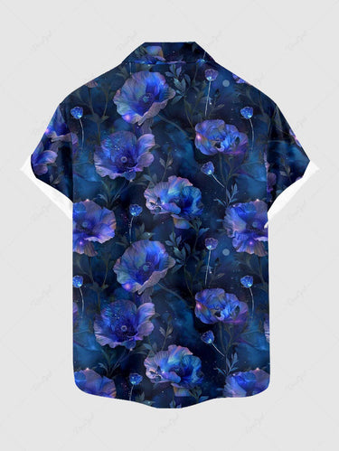 Gothic Plus Size Ombre Flower Butterfly Print Button Pocket Shirt For Men