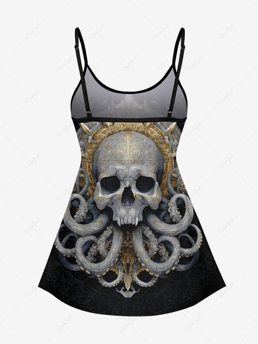 Gothic Skull Octopus Mirror Print Tankini Top(Adjustable Shoulder Strap)