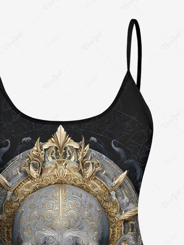 Gothic Skull Octopus Mirror Print Tankini Top(Adjustable Shoulder Strap)