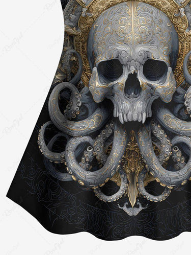Gothic Skull Octopus Mirror Print Tankini Top(Adjustable Shoulder Strap)