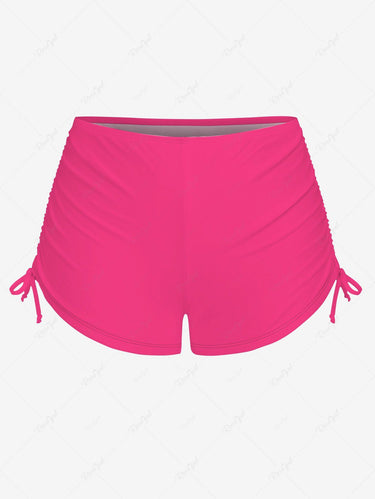 Gothic Mushroom Rainbow Print Twist Halter Backless Cinched Boyleg Tankini Swimsuit