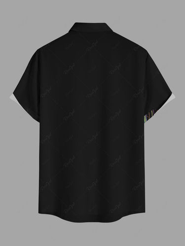 Gothic Plus Size Moon Cat Print Button Pocket Shirt For Men