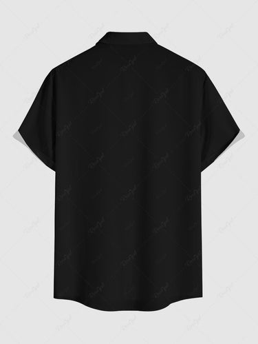 Gothic Plus Size Skull Crown Print Button Pocket Shirt For Men