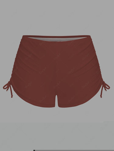 Gothic Flower Surgical Instruments Print Twist Halter Cinched Boyleg Tankini Swimsuit