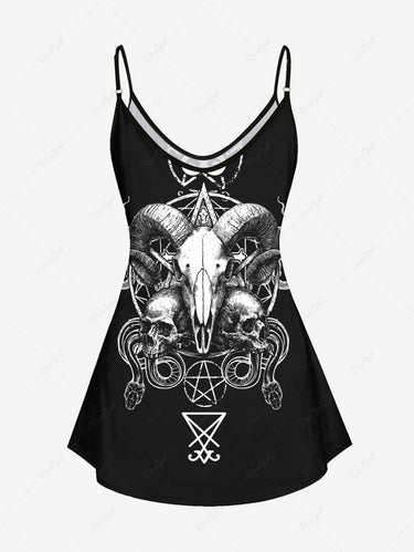 Gothic Plus Size Skull Sheep Head Print Cami Top