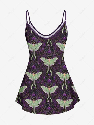 Gothic Plus Size Flower Butterfly Print Cami Top