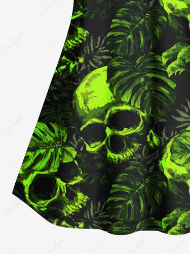 Gothic Plus Size Skull Tropical Leaf Print Cami Top