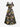 Gothic Plus Size Skull Flower Leaf Plant Print Cold Shoulder Crisscross A Line Maxi Dress