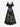 Gothic Plus Size Hourglass Clock Rose Flower Crow Print Cold Shoulder Crisscross A Line Dress