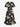 Gothic Plus Size Skull Clock Hourglass Flower Print Split Pocket A Line Midi Dress