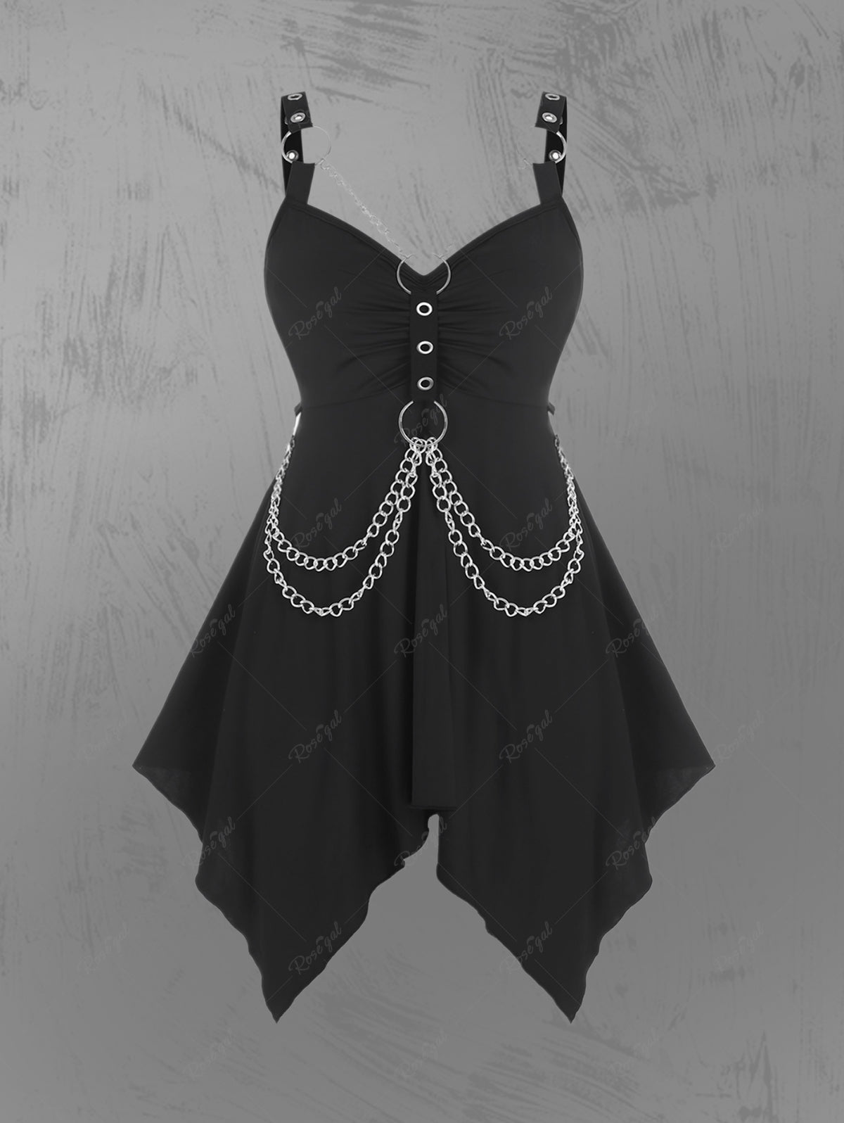 💗Tabbytragedy Loves💗 Plus Size Gothic O Ring Chains Handkerchief Tank Top