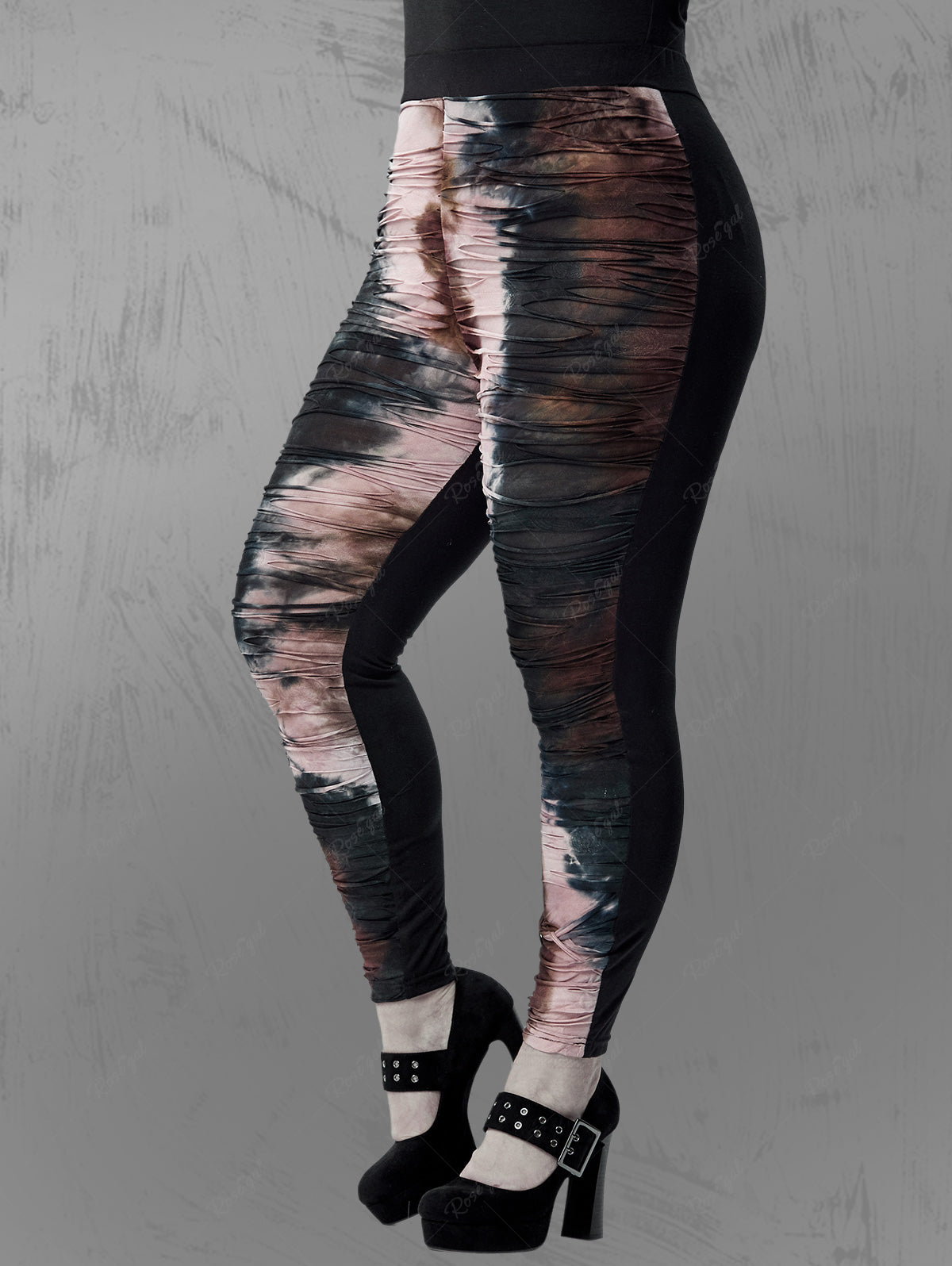 Gothic Tie Dye Ripped Ruched Pants
