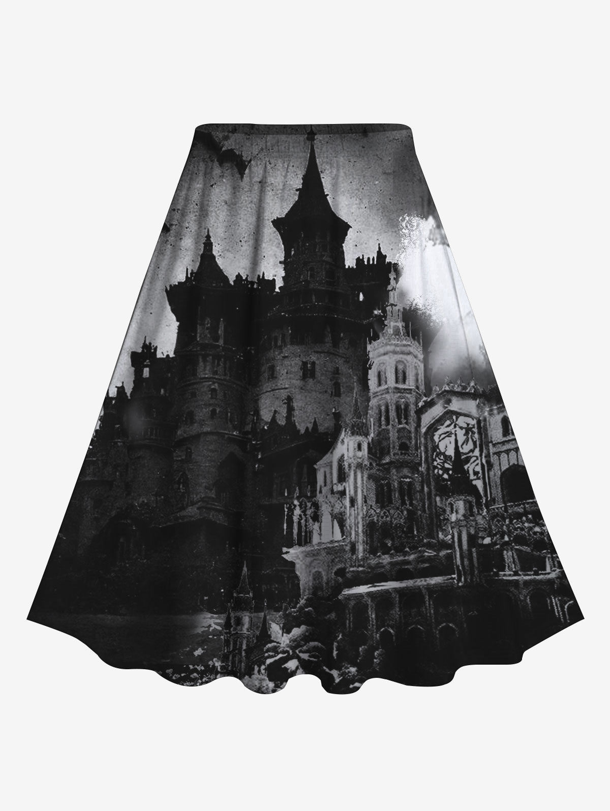 Gothic Building Print A Line Skirt