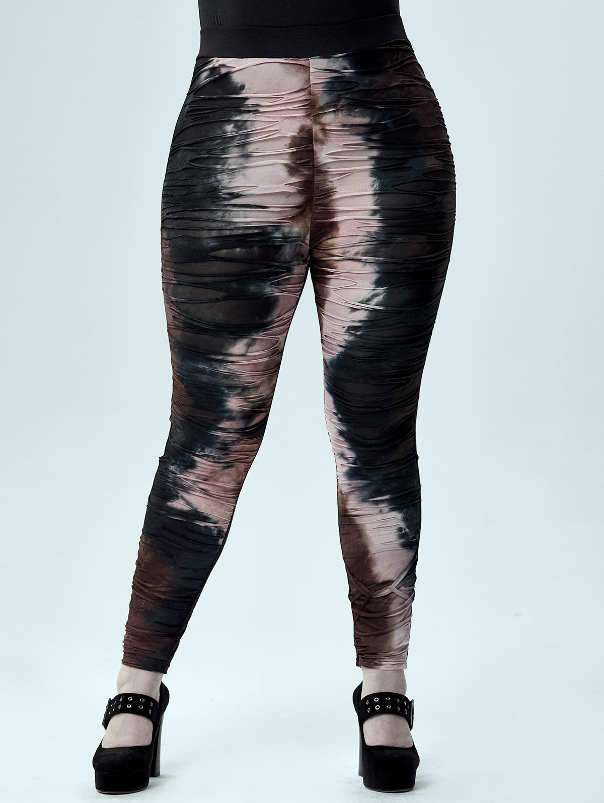 Gothic Tie Dye Ripped Ruched Pants