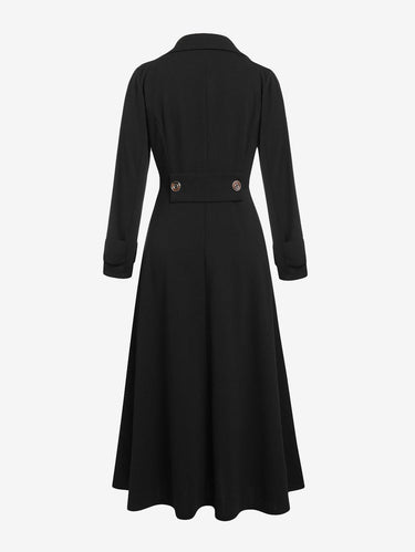 Gothic Plus Size Mock Button Turn Down Collar Maxi Coat