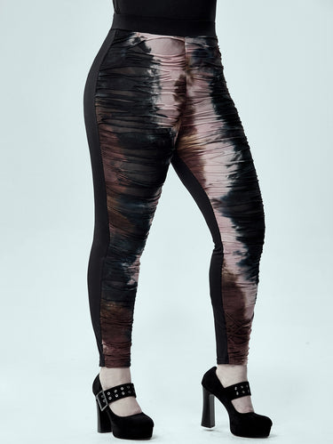 Gothic Plus Size Tie Dye Ripped Ruched Pants