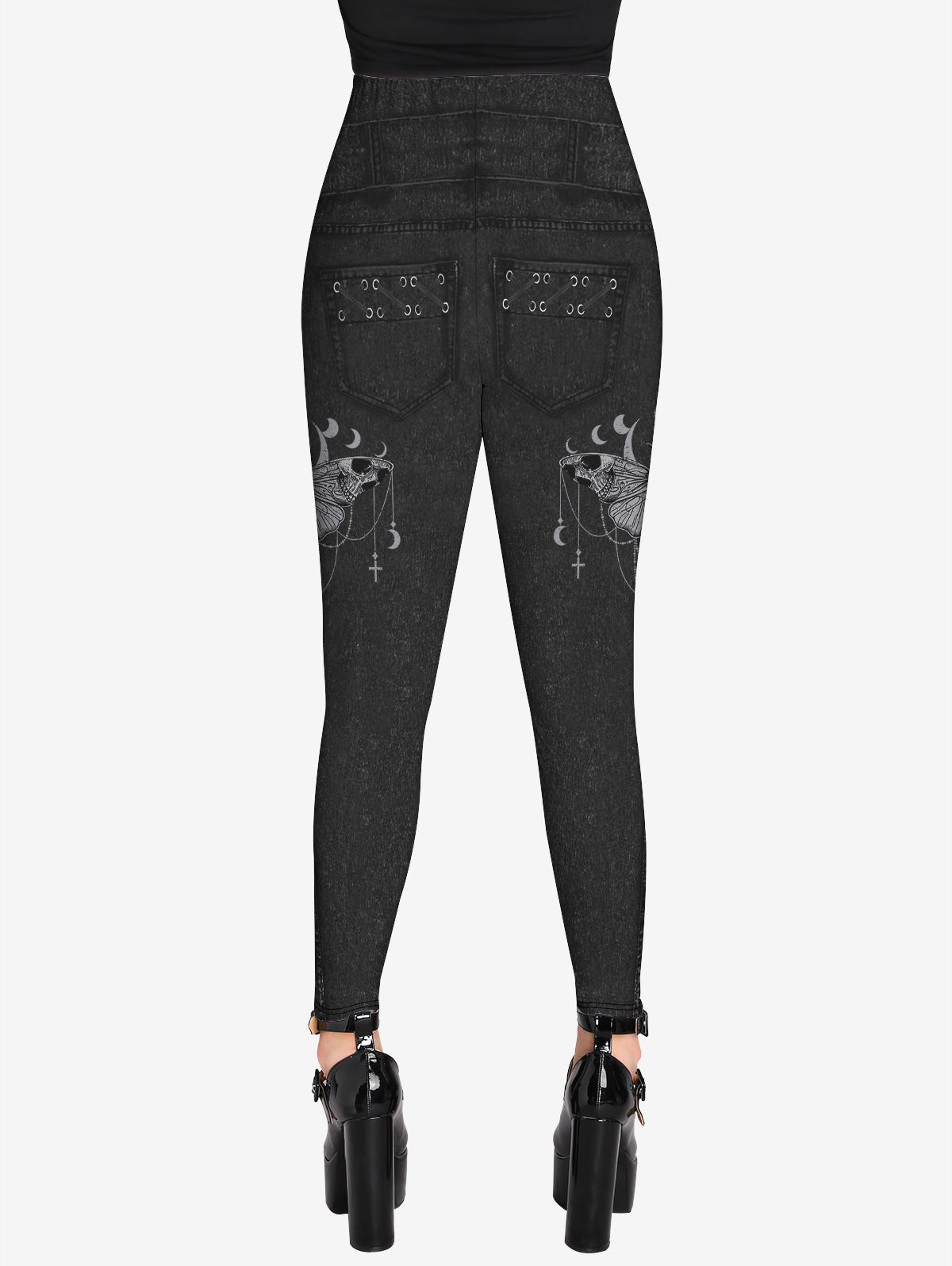 Gothic Wing 3D Jean Print Jeggings